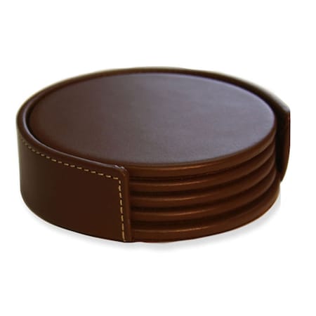Dacasso Rustic Brown Leather Coaster Set AG-3245